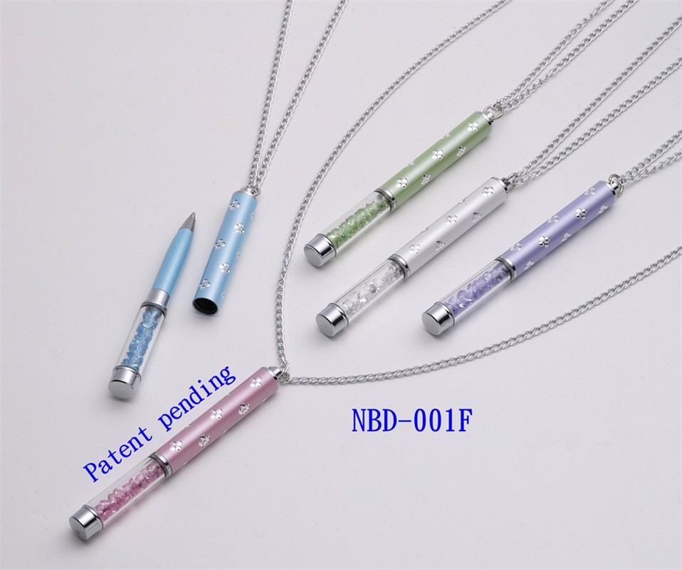 Aluminum metal necklace crystal ball pen NBD001-F